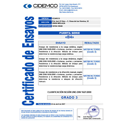 Certificado Serie B4 Cearco